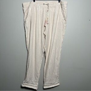 Bob Timberlake Women Linen Pants XXL Tan Pink Stripe Summer Resort‎ Vacation